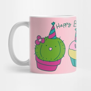 Cactus and Cupcake Happy Birthday Mug